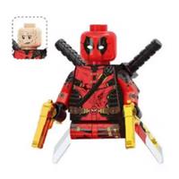 Custom LEGO Deadpool Minifigure Marvel Style With Swords Guns & Head
