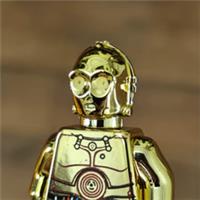 Custom LEGO Chrome Gold C-3PO Minifigure Star Wars Droid Figure