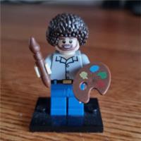 Custom LEGO Bob Ross Minifigure Artist Painter With Brush & Paint Palette