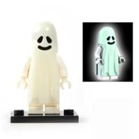 Custom LEGO Glow In The Dark Ghost Minifigure Halloween Figure With Stand