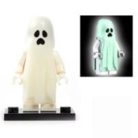 Custom LEGO Glow In The Dark Ghost Minifigure Halloween Figure With Stand