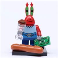 Custom LEGO Mr Krabs Minifigure SpongeBob Figure With Money & Krabby Patty