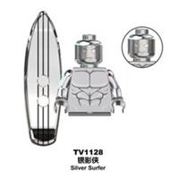 Custom LEGO Silver Surfer Minifigure Marvel With Surfboard