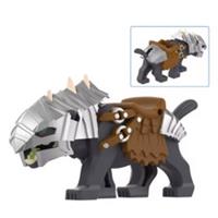 Custom LEGO Grey Warg Wolf Figure Fantasy Creature With Saddle
