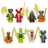 Custom LEGO Ninjago Snake Warrior 8pcs Figure Set With Weapons Bundle