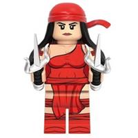 Custom LEGO Marvel Elektra Minifigure Daredevil Red Suit With Sai Weapons
