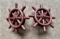 2 x LEGO Pirate Ship / Boat Wheels / Helm Reddish Brown Part 4790b BRAND NEW