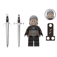 Custom LEGO Geralt Minifigure Witcher Monster Hunter Figure With Swords