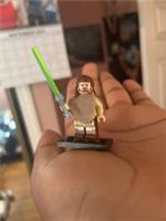 Custom LEGO Star Wars Qui-Gon Jinn Jedi Poncho Green Lightsaber