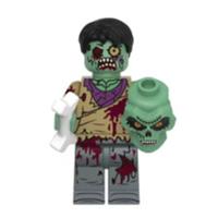 Custom LEGO Zombie Minifigure Bone Extra Head Undead Horror Halloween