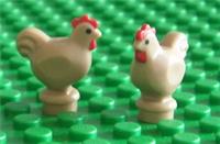LEGO NEW 2 x Chickens Dark Tan - (Rooster Hen Chick Bird Farm Animal) - 95342 x2