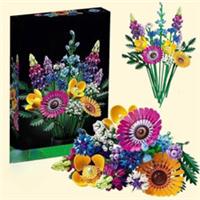 Wildflower Bouquet Set Artificial Flowers with Poppies Lego Bricks Display
