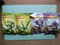 Lego Mixels ser 6 GREEN 41548 DRIBBAL + 41550 SLUSHO & PURPLE 41551 + 41553 BNIP
