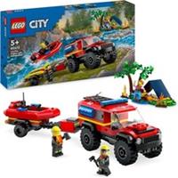 LEGO City 4x4 Fire Engine with Rescue Boat Building Toys for 5 Plus Year Old...