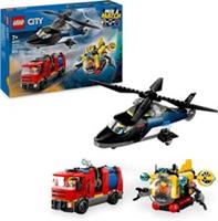 LEGO City 3in1 Helicopter, Fire Truck & Submarine Remix Toy with 3...