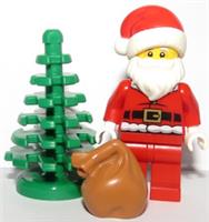 Lego Santa Claus Minifigure With Sack & Xmas Tree Father Christmas