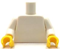 LEGO Torso Body For Minifigure Plain  White Yellow Hands