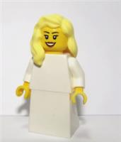 Lego Bride Bridesmaid Minifigure Blonde Hair Wedding White Dress