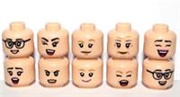 Lego 10 Flesh Heads For Female Girl Minifigure Reversible