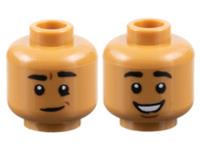 Lego Light Brown Head For Boy Man Minifigure Reversible Big Smile Lopsided Grin