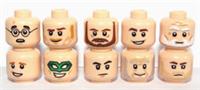 Lego 10 Flesh Head Heads For Boy Man Minifigure Stubble Beard Old Man Glasses
