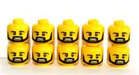 Lego 10 Head Heads For Boy Man Minifigure Black Beard Moustache Soldier Army