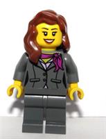 LEGO Female Girl Minifigure Dark Grey Suit Neck Scarf Business Woman Office
