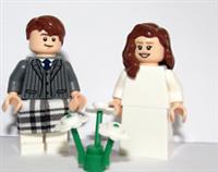 LEGO Bride Groom Minifigure Grey Suit Kilt Scottish Highland Flesh Skin Wedding