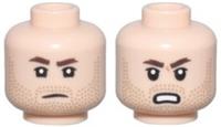 Lego Flesh Head For Minifigure Reversible Angry Beard Stubble Jod Star Wars Crew