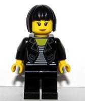 LEGO Female Girl Minifigure Black Leather Jacket Bob