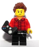 LEGO Boy Minifigure With Gaming Gamer Game Controller Brown Spiky Hair