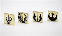Lego Chrome Gold Tile 2x2 3068 Star Wars Symbol Mandalorian Rebel Republic New!!