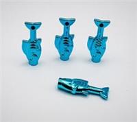 Lego Chrome Blue Plated Fish 64648 x4 New!!