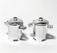 Lego Chrome Silver Plated Trash Can Bin Utensil + Cover Lid 92926 x2 New