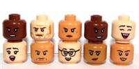Lego 10 Light Dark Flesh Brown Head Heads For Girl Boy Minifigure Figure
