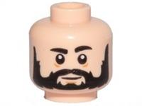 Lego Flesh Head For Boy Man Minifigure Black Beard Moustache Eyebrows Star Wars