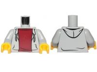 LEGO Torso Body For Boy Man Minifigure Grey Hoody Hoodie Dark Red Top