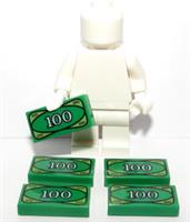 Lego 5 x 100 Bill Money Currency Tile 1x2 Minifigure Not Included Bank Note