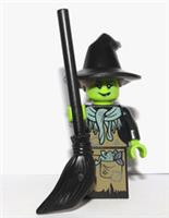Lego Witch Minifigure Green Head Hands & Broom Halloween