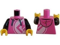 LEGO Hoodie Hoody Torso Body For Female Girl Minifigure Dark Pink Black Arms