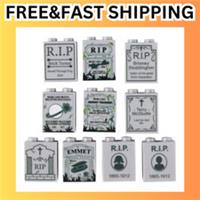 MOC Ghost Head Halloween Green Evil Pumpkin Tombstone Set B3-23-2 Building Block