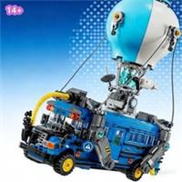 954pcs Popular Game Fortnite Battle Blue Bus Car Model 77073 Building Blocks