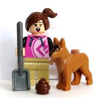 LEGO Girl Dog Walker Minifigure Flesh Reversible Head Puppy Spade & Poo