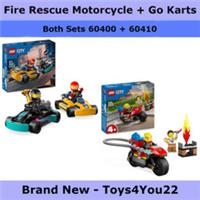LEGO City Go-Karts and Race Drivers + Fire Rescue Motorcycle - 60400, 60410 BNIB