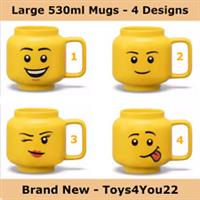 LEGO Minifigures Head Ceramic Mugs 530ml - 4 Designs - Brand New with Labels