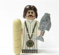 Lego Jesus Flesh Minifigure Bread & Fish Easter Xmas Nativity Advent Bible