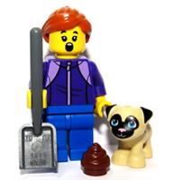 LEGO Girl Dog Walker Sitter Minifigure Reversible Head Puppy Spade & Poo