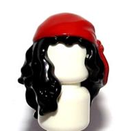 Lego Hair Wig For Female Girl Minifigure Long Black Wavy Red Cap Pirate Gypsy