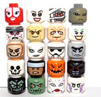 Lego 20 Minifigure Head Skeleton Zombie Mummy Pumpkin Ghost Halloween Monster