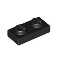 Lego Brick Part 20x Black 1x2 Studded Plate Thin Tile - 302326 3023 - NEW